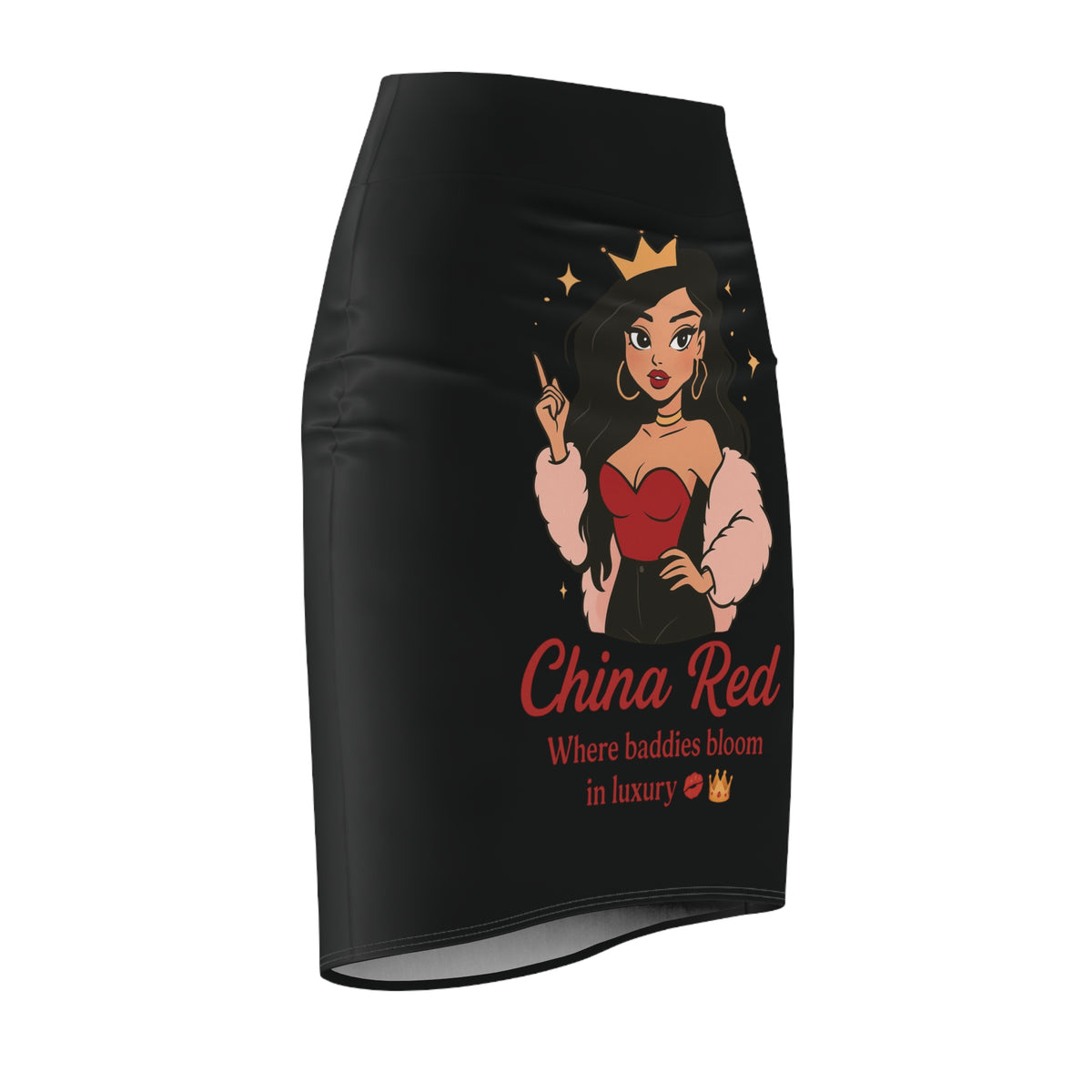 China Red Baddie Pencil Skirt, Chic Fashion Skirt, Trendy Outfit, Night Out Style, Special Occasion Wear