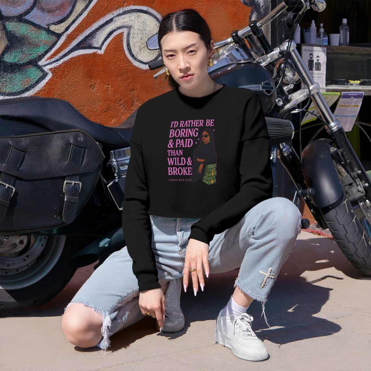 Motivational Cropped Sweatshirt - Women's Stylish Athleisure, Ideal for Casual Fridays, Gift for Entrepreneurs, Work-from-Home [...]