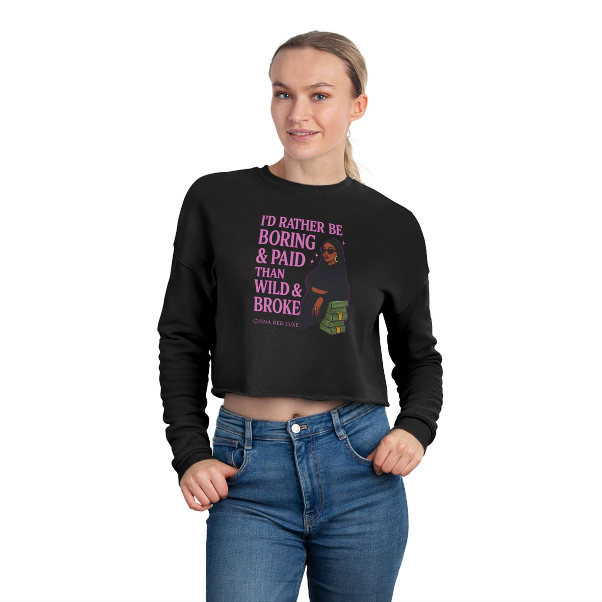 Motivational Cropped Sweatshirt - Women's Stylish Athleisure, Ideal for Casual Fridays, Gift for Entrepreneurs, Work-from-Home [...]