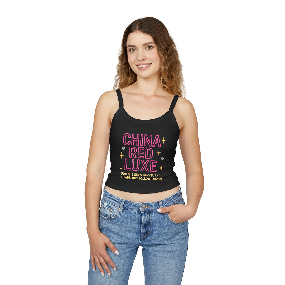 Chic Women's Spaghetti Strap Tank Top - Trendy Black Crop, Summer Essential, Gift for Fashion Lovers, Holiday Wear, Casual Outing