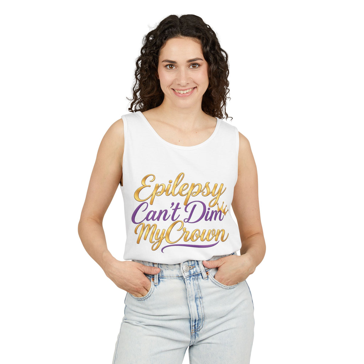 Epilepsy Can't Dim My Crown Tank Top — Inspirational Seizure Awareness Tee