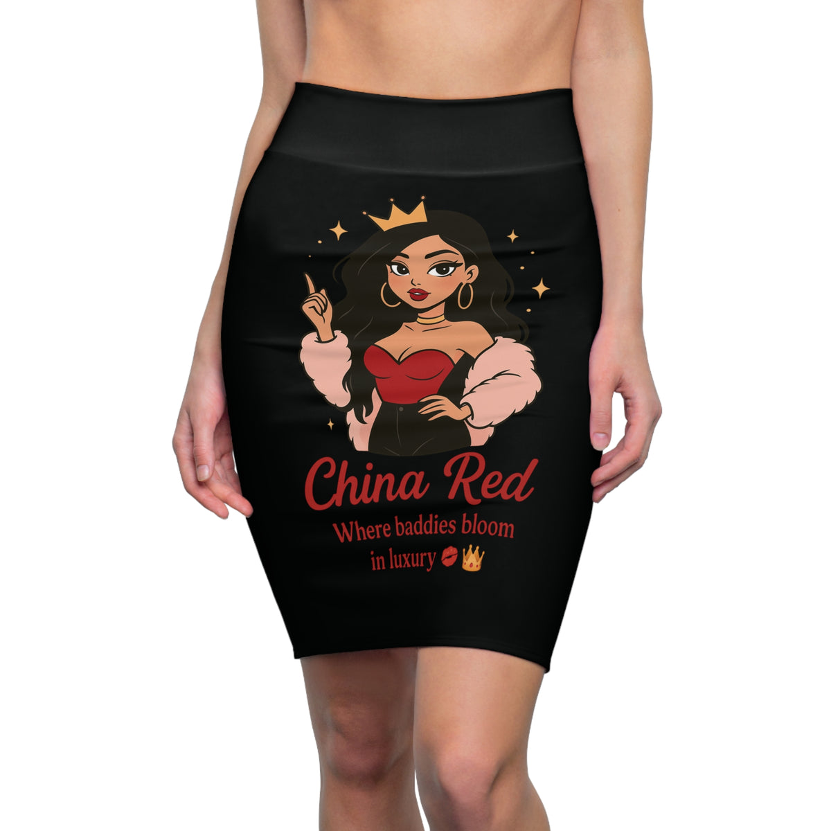 China Red Baddie Pencil Skirt, Chic Fashion Skirt, Trendy Outfit, Night Out Style, Special Occasion Wear