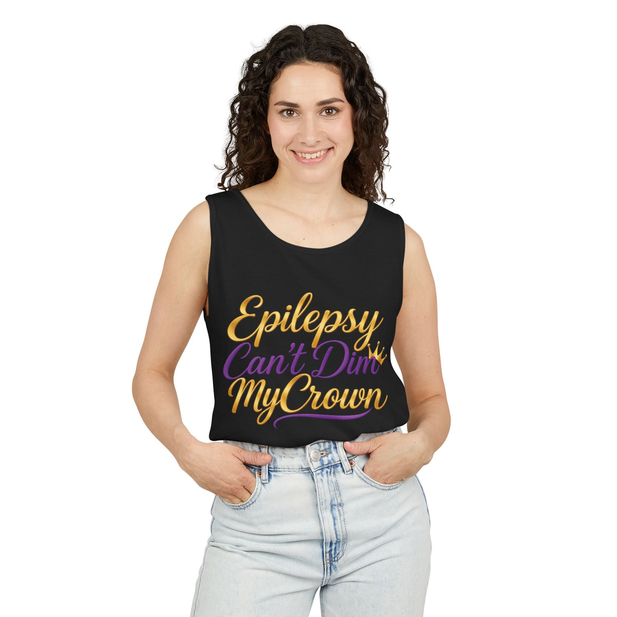Epilepsy Can't Dim My Crown Tank Top — Inspirational Seizure Awareness Tee