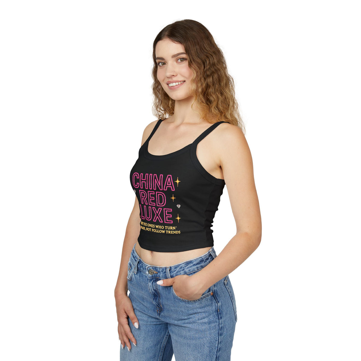 Chic Women's Spaghetti Strap Tank Top - Trendy Black Crop, Summer Essential, Gift for Fashion Lovers, Holiday Wear, Casual Outing