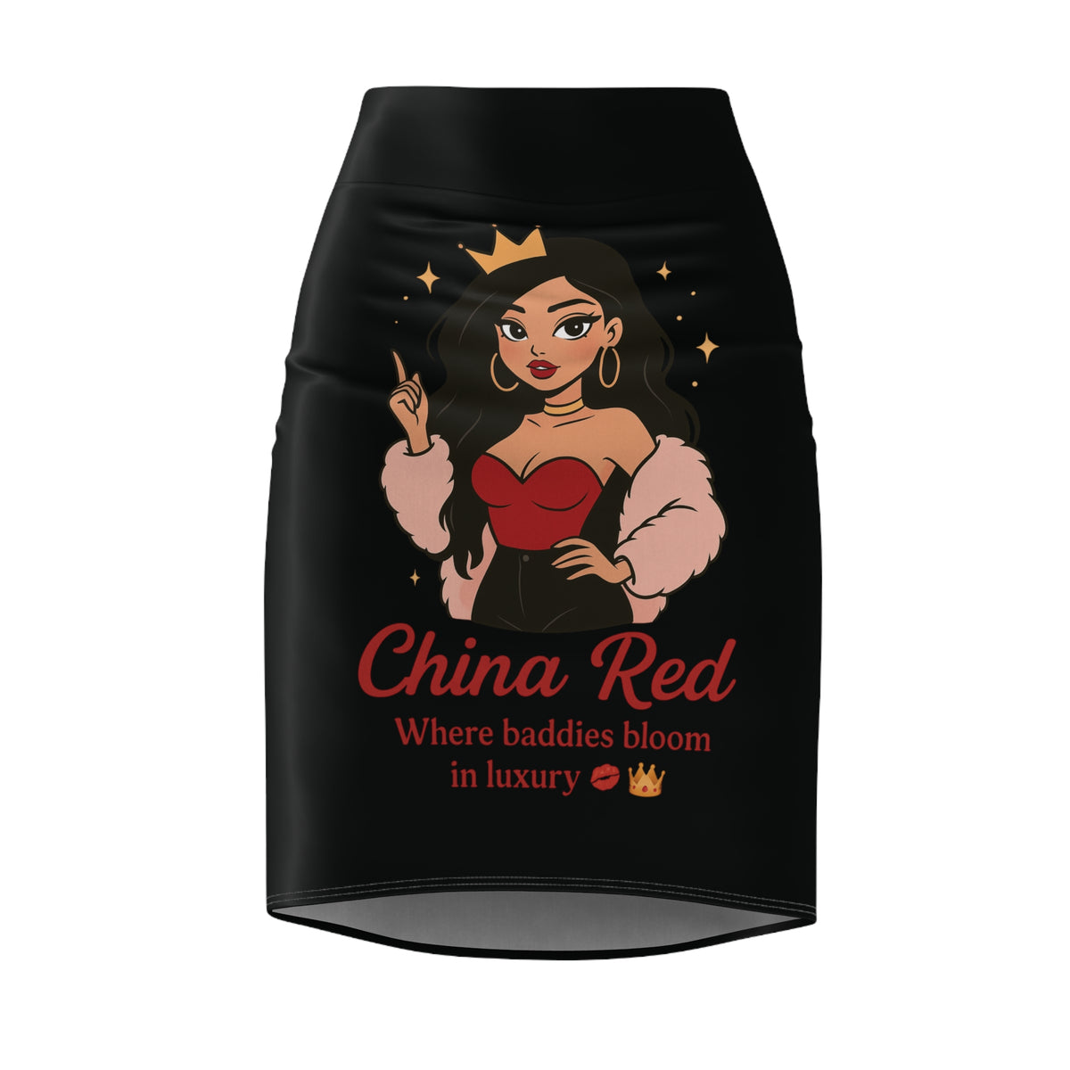 China Red Baddie Pencil Skirt, Chic Fashion Skirt, Trendy Outfit, Night Out Style, Special Occasion Wear