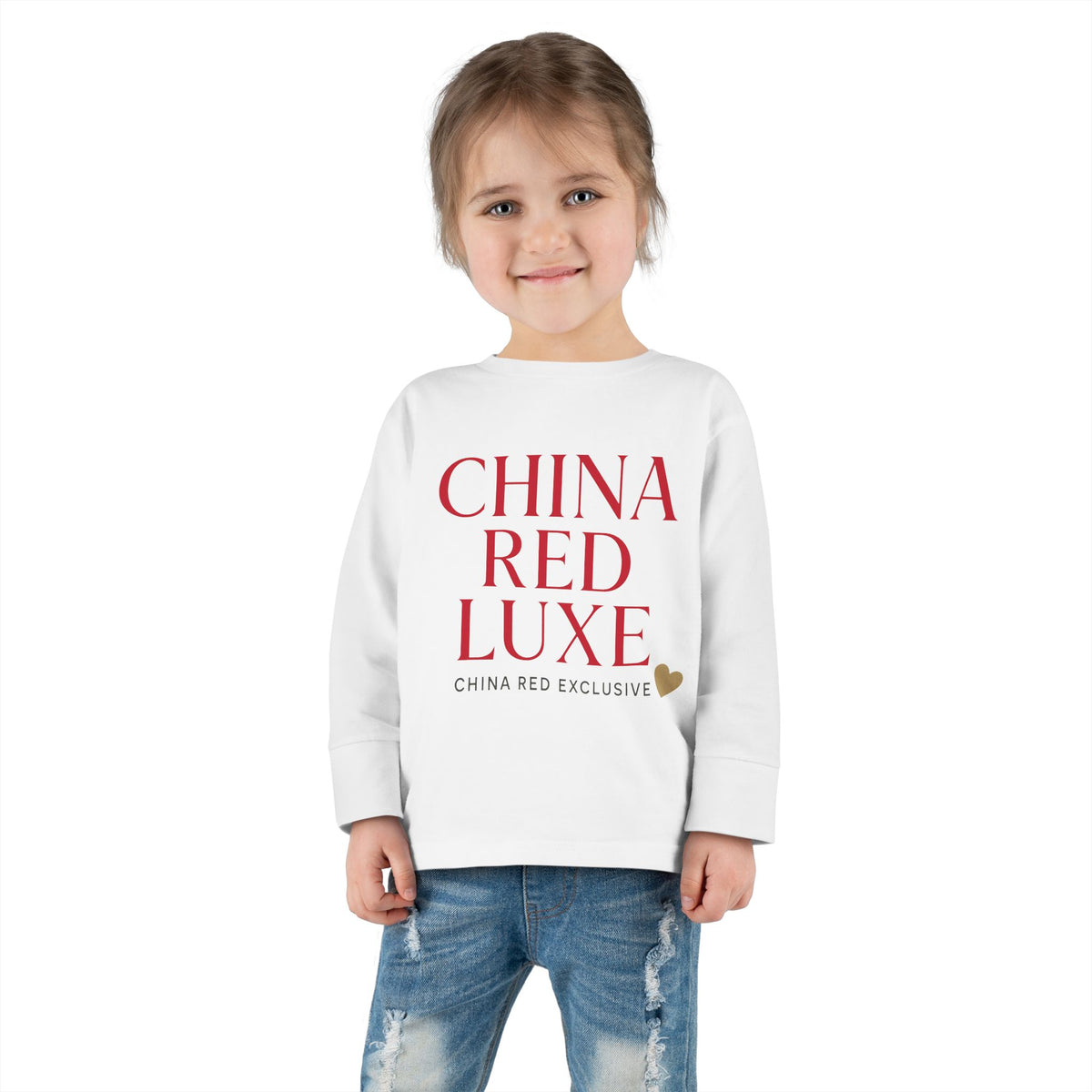 China Red Luxe - Toddler Long Sleeve Tee