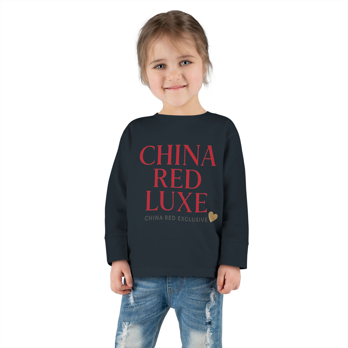 China Red Luxe - Toddler Long Sleeve Tee